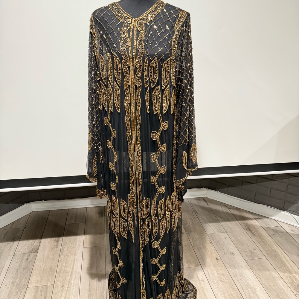 Elegant Black and Gold Embroidered Abaya